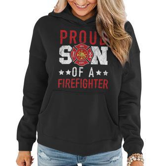 Firefighter Proud Son Of A Firefighter Firefighting Fireman Fire Rescue V2 Women Hoodie - Seseable