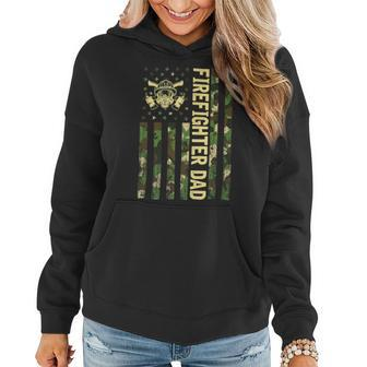 Firefighter Retro Camouflage Usa Flag Firefighter Dad Fathers Day V2 Women Hoodie - Seseable