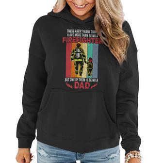 Firefighter Retro Vintage Father And Son Firefighter Dad Fathers Day V2 Women Hoodie - Seseable