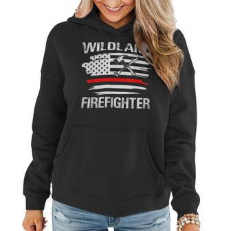 Firefighter Thin Red Line Wildland Firefighter American Flag Axe Fire V2 Women Hoodie - Seseable