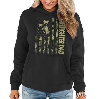 Firefighter Usa Flag Camouflage Firefighter Dad Patriotic Fathers Day Women Hoodie - Seseable