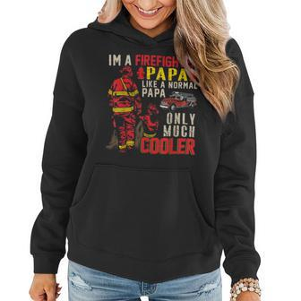 Firefighter Vintage Im A Firefighter Papa Definition Much Cooler Women Hoodie - Seseable