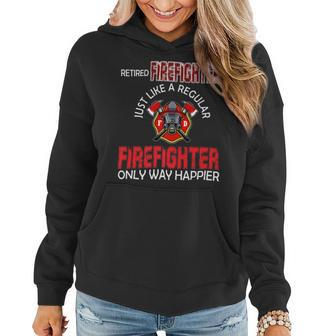 Firefighter Vintage Retired Firefighter Definition Only Happier Retire Women Hoodie - Seseable