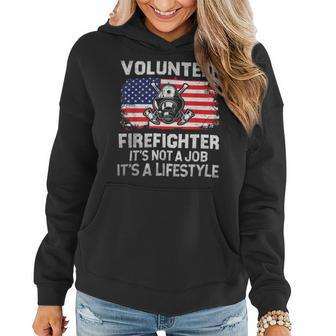 Firefighter Volunteer Firefighter Lifestyle Fireman Usa Flag Women Hoodie - Seseable