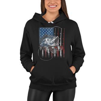 Fishing American Flag Vintage Usa Bass Fisherman Tshirt Women Hoodie - Monsterry DE