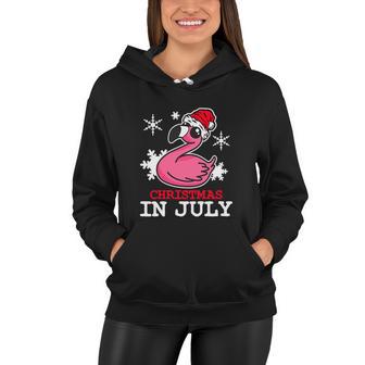 Flamingo Funny Christmas In July Santa Hat Women Hoodie - Monsterry