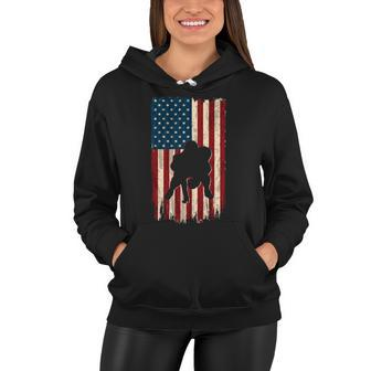 Football Lineman American Flag Sports Fan Women Hoodie - Monsterry