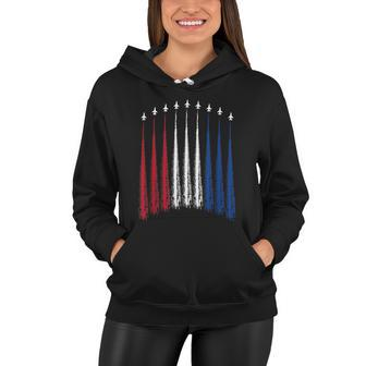 Fourth Of July Fighter Jets Red White Blue 4Th American Flag Women Hoodie - Monsterry CA