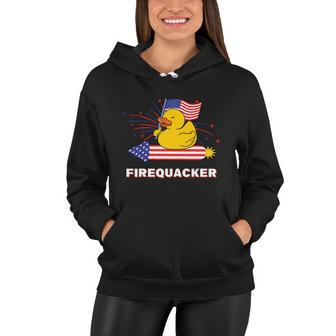 Fourth Of July Usa Patriotic Firecracker Rubber Duck Gift Women Hoodie - Monsterry UK