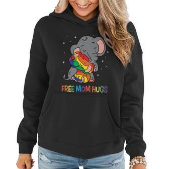 Free Mom Hugs Lgbt Mother Elephant Rainbow Womens Gift Women Hoodie - Thegiftio UK