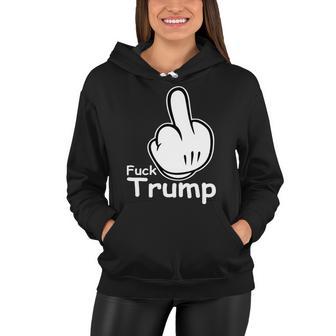 Fuck Trump Cartoon Middle Finger Resist Anti Trump Tshirt Women Hoodie - Monsterry UK