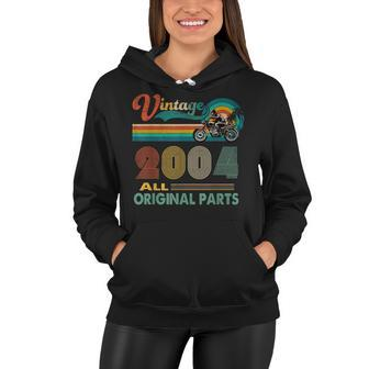 Funny 18Th Birthday Gifts Vintage Retro Motorcycle Born 2004 Women Hoodie - Seseable