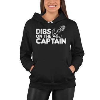 Funny Captain Wife Dibs On The Captain Funny Fishing Quote Women Hoodie - Thegiftio UK