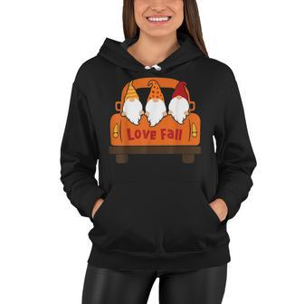 Funny Fall Halloween Gnomes In The Back Of A Pickup Truck Women Hoodie - Seseable