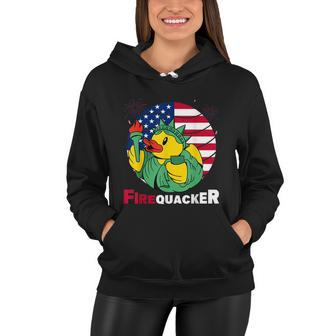 Funny Fourth Of July Usa Patriotic Firecracker Rubber Duck Funny Gift Women Hoodie - Monsterry CA