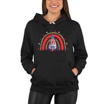 Funny Gnome 4Th Of July American Usa Flag Leopard Rainbow Gift Women Hoodie - Monsterry CA