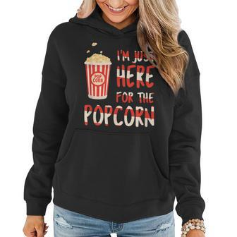 Funny Im Just Here For The Popcorn Popcorn Lovers Design Women Hoodie Graphic Print Hooded Sweatshirt - Thegiftio UK