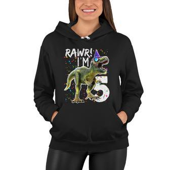 Funny Kids Rawr Im 5 5Th Birthday Party Gift T Rex Dinosaur Gift For Boys Gift Tshirt Women Hoodie - Monsterry CA