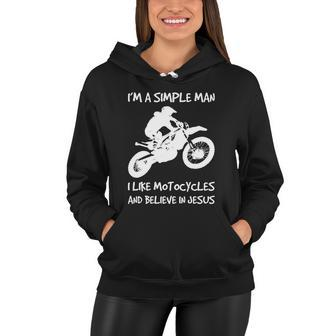 Funny Men Like Motocycles And Believe In Jesus Women Hoodie - Monsterry CA