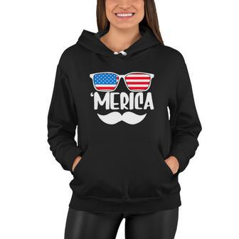 Funny Merica Sunglasses 4Th Of July Usa Flag Women Hoodie - Monsterry