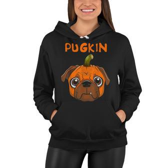 Funny Pugkin Pug Pumpkin Dog Lover Halloween Party Costume Women Hoodie - Seseable