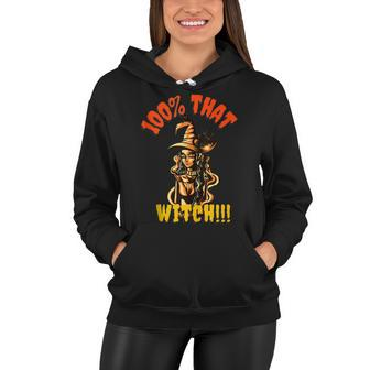 Funny Scary Halloween 100 That Witch Witchy Cat Women Hoodie - Seseable