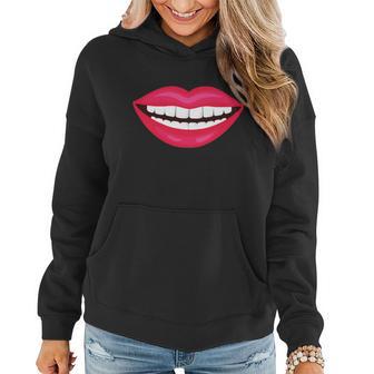 Funny Smile Lips Graphic Design Printed Casual Daily Basic Women Hoodie - Thegiftio