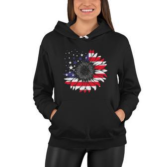 Funny Sunflower 4Th Of July Women American Flag Women Hoodie - Monsterry CA