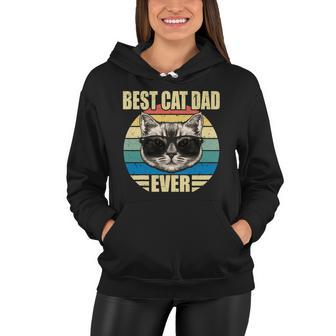 Funny Vintage Cat Daddy Tee Fathers Day Best Cat Dad Ever Women Hoodie - Thegiftio UK