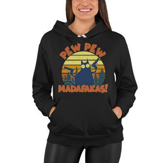 Funny Vintage Pew Pew Madafakas Gun Cat Tshirt Women Hoodie - Monsterry AU