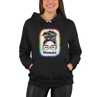Gay Pride Messy Bun Rainbow Love Wins Lgbt Lgbtq Lesbian Women Hoodie - Monsterry CA