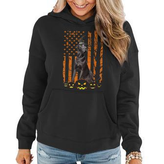 Great Dane Dog Pumpkin American Flag Vintage Halloween Witch Women Hoodie Graphic Print Hooded Sweatshirt - Thegiftio UK