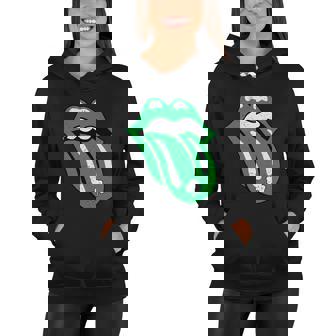 Green Lips Tongue Irish Shamrock St Patricks Day Gift V2 Women Hoodie - Thegiftio