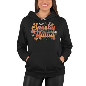 Groovy Spooky Mama Retro Halloween Ghost Witchy Spooky Mom Women Hoodie - Seseable