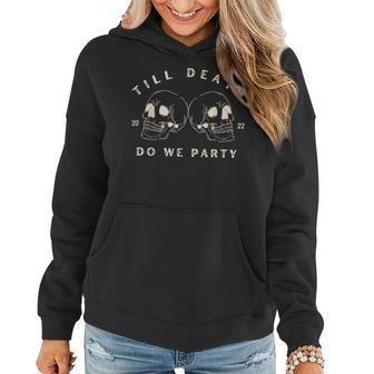 Halloween Bachelorette Party Spooky Bride Or Die V2 Women Hoodie Graphic Print Hooded Sweatshirt - Thegiftio UK