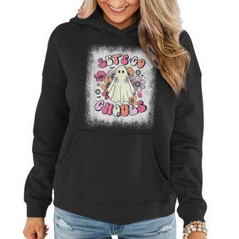 Halloween Bleached Let’S Go Ghouls Floral Party Trick Or Women Hoodie Graphic Print Hooded Sweatshirt - Thegiftio UK