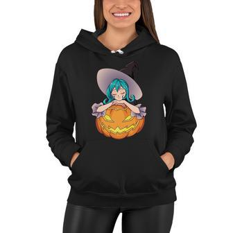 Halloween Cute Anime Witch Pumpkin Tshirt Women Hoodie - Monsterry