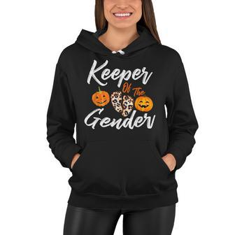 Halloween Keeper Of The Gender Reveal Pumpkin Party Leopard Women Hoodie - Seseable