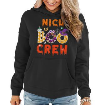 Halloween Nicu Nurse Boo Crew Funny Gift Nursing Women Hoodie Graphic Print Hooded Sweatshirt - Thegiftio UK