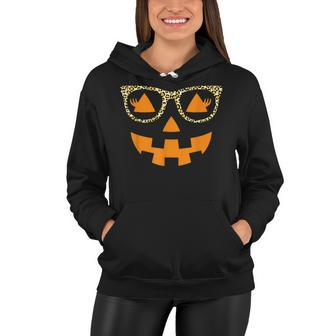 Halloween Pumpkin Smile With Glasses Last Minute Teacher Women Hoodie - Seseable