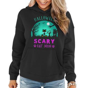 Halloween Scary Cat Mom Halloween Cat Mom Costume Women Hoodie Graphic Print Hooded Sweatshirt - Thegiftio