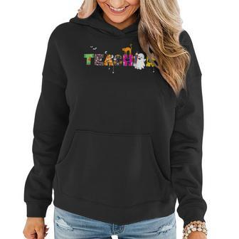 Halloween Teacher For Women Halloween Teaching Women Hoodie Graphic Print Hooded Sweatshirt - Thegiftio UK