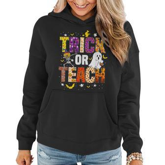 Halloween Trick Or Teach Funny Costume Teacher Halloween V4 Women Hoodie Graphic Print Hooded Sweatshirt - Thegiftio UK