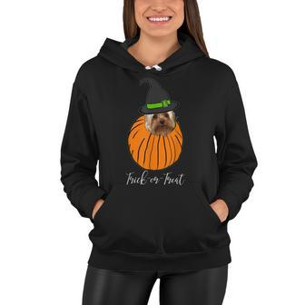 Halloween Yorkie Mom Pumpkin Trick Or Treat Women Hoodie - Seseable