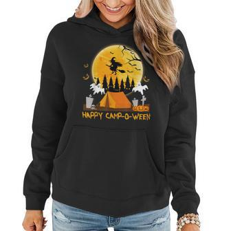 Happy Camp-O-Ween Funny Halloween Camping Camper Gifts Party Women Hoodie Graphic Print Hooded Sweatshirt - Thegiftio UK