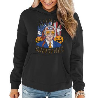 Happy Christmas Halloween Jokes Pumpkin Boo Funny Joe Biden Women Hoodie Graphic Print Hooded Sweatshirt - Thegiftio UK