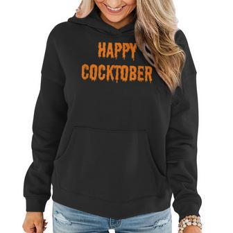 Happy Cocktober Funny Halloween Sayings Womens Tees Tops V2 Women Hoodie Graphic Print Hooded Sweatshirt - Thegiftio UK