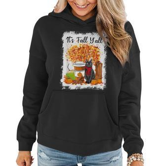 Happy Fall Yall Funny Cats Autumn Lover Pumpkins Halloween  Women Hoodie