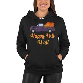 Happy Fall Yall Truck Gnomes Pumpkins Halloween Autumn V2 Women Hoodie - Seseable