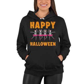 Happy Halloween Lazy Costume Dancing Skeleton Ballerina Women Hoodie - Seseable